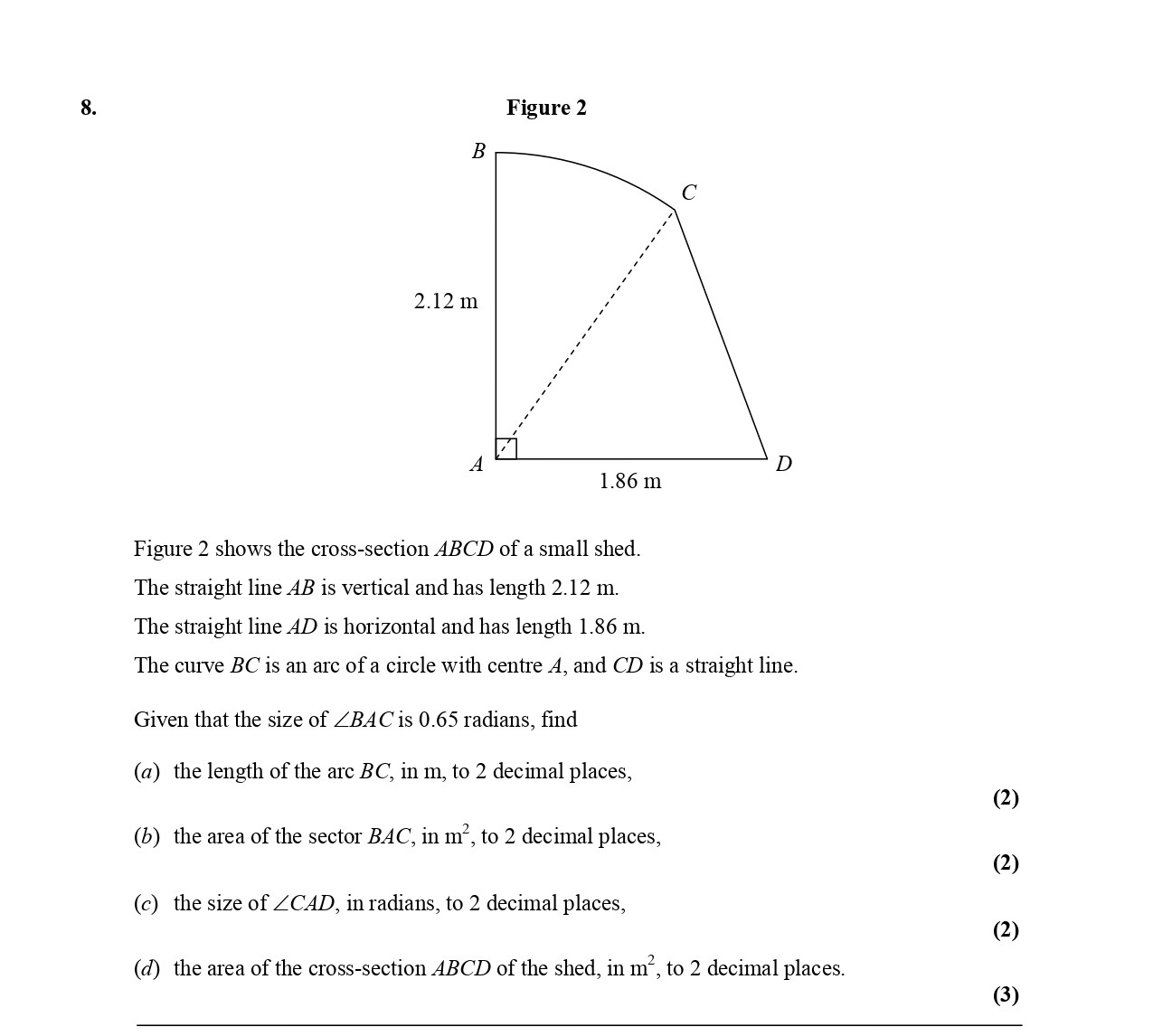 Figure-2-shows-the-cross-section-ABCD-of-a-small-shed-Edexcel-A-Level Maths Pure-Question 10-2006-Paper 2.png